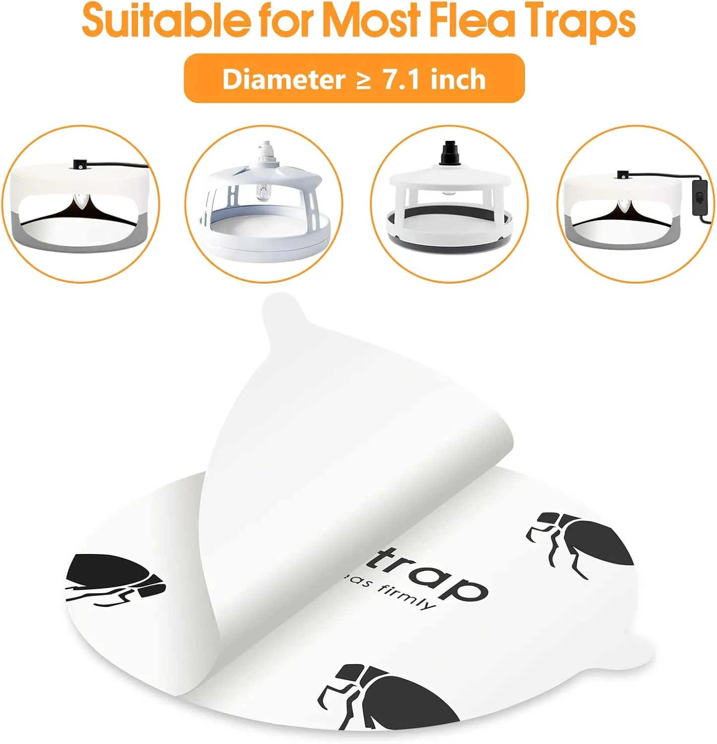 Flea Trap Sticky Pads Refills, 10 Pack 7.1 Inch Round Replacement Glue Boards Refill Discs for Most Flea Light Trap for Inside Your Home, Non-Toxic Family Pet Safe Sticky Board for Indoor Bed Bug Lamp
