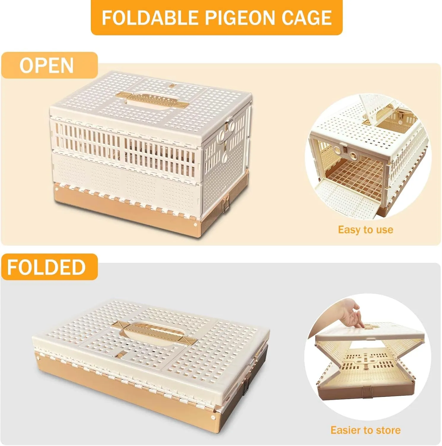 Folding Bird Cage Pigeons Travel Cage Training Cage Release Pairing Cage Plastic Nest Box for Pet Bird Racing Small Animals