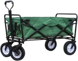 Folding Utility Wagon Cart with Wide All Terrain Wheels for Sports Shopping and Camping Outdoor Trolley Cart for Garden Portable and Durable