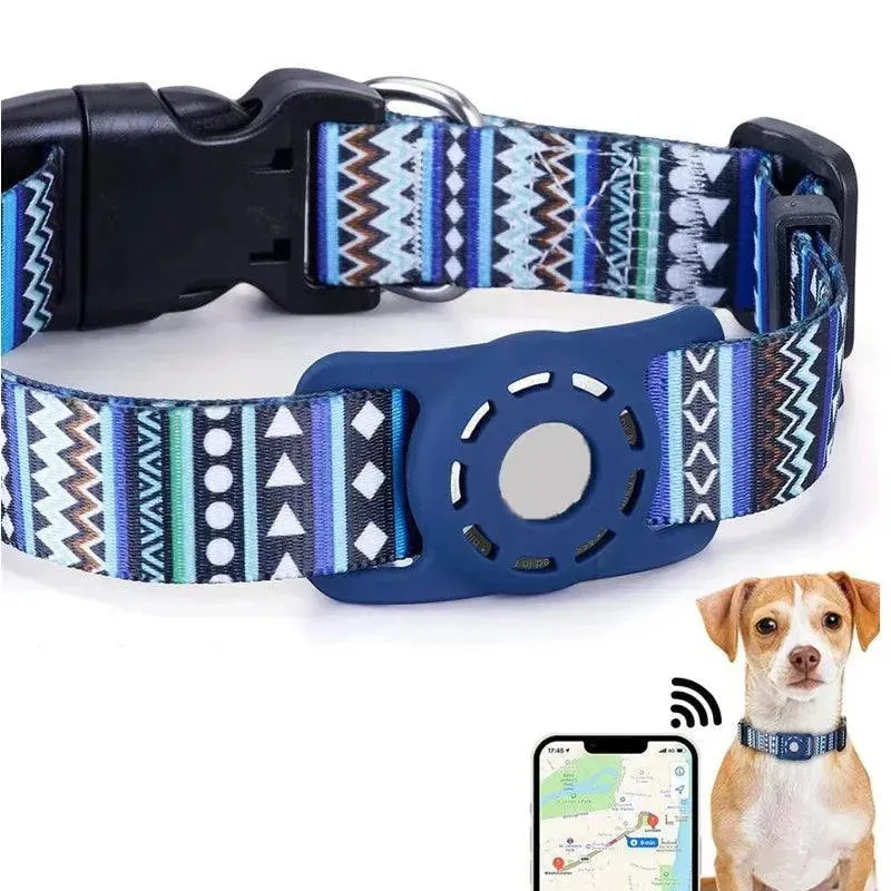 For Apple Air Tag Dog Collar Holder Print Protective Airtag Case for Pets Dog Cat Collar GPS Anti-lost Trackers Case Adjustable