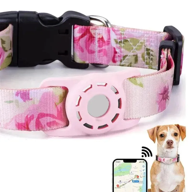 For Apple Air Tag Dog Collar Holder Print Protective Airtag Case for Pets Dog Cat Collar GPS Anti-lost Trackers Case Adjustable