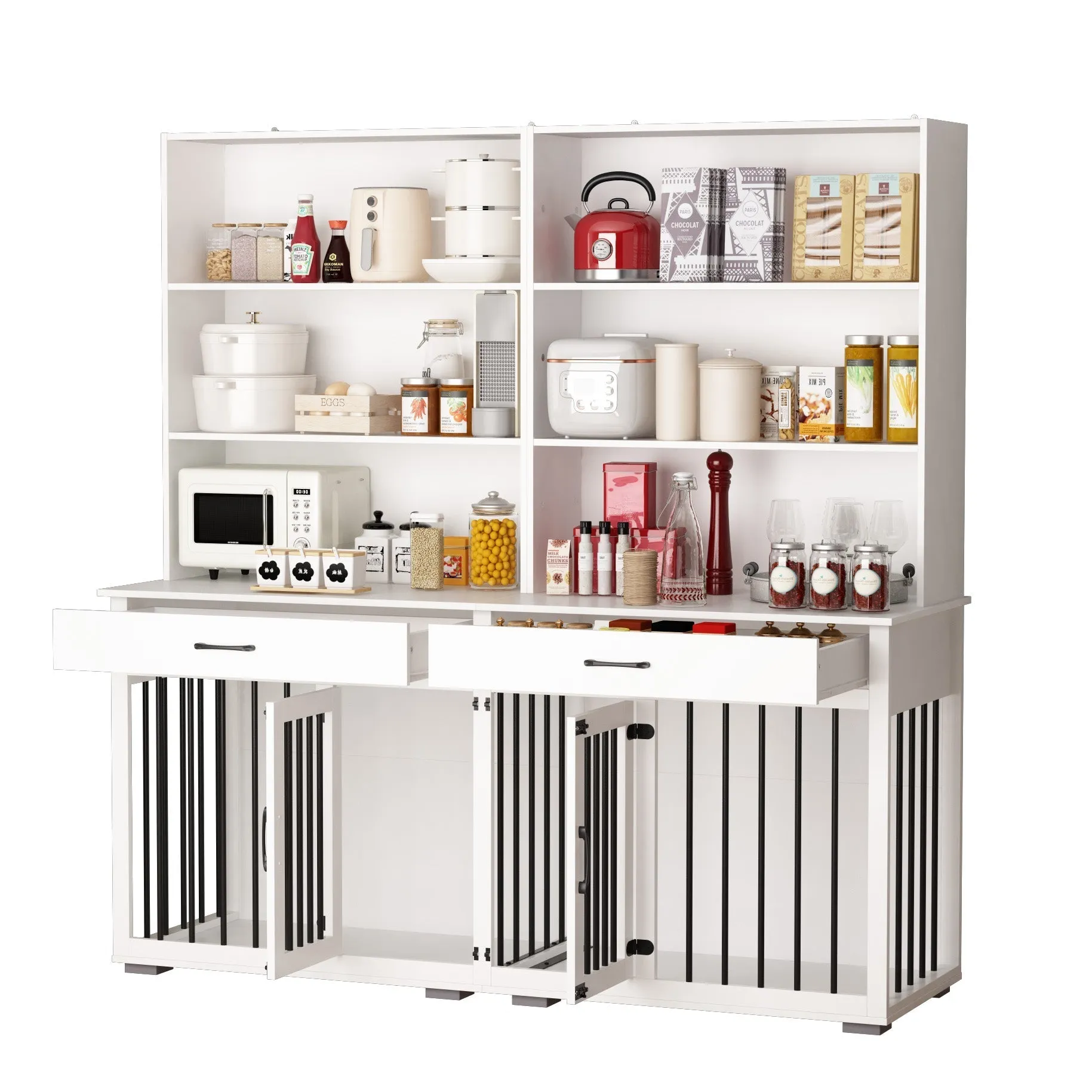 Furniture Style Dog Crate Table With Drawers & Shelves,Pantries Storage Cabinet -150207
