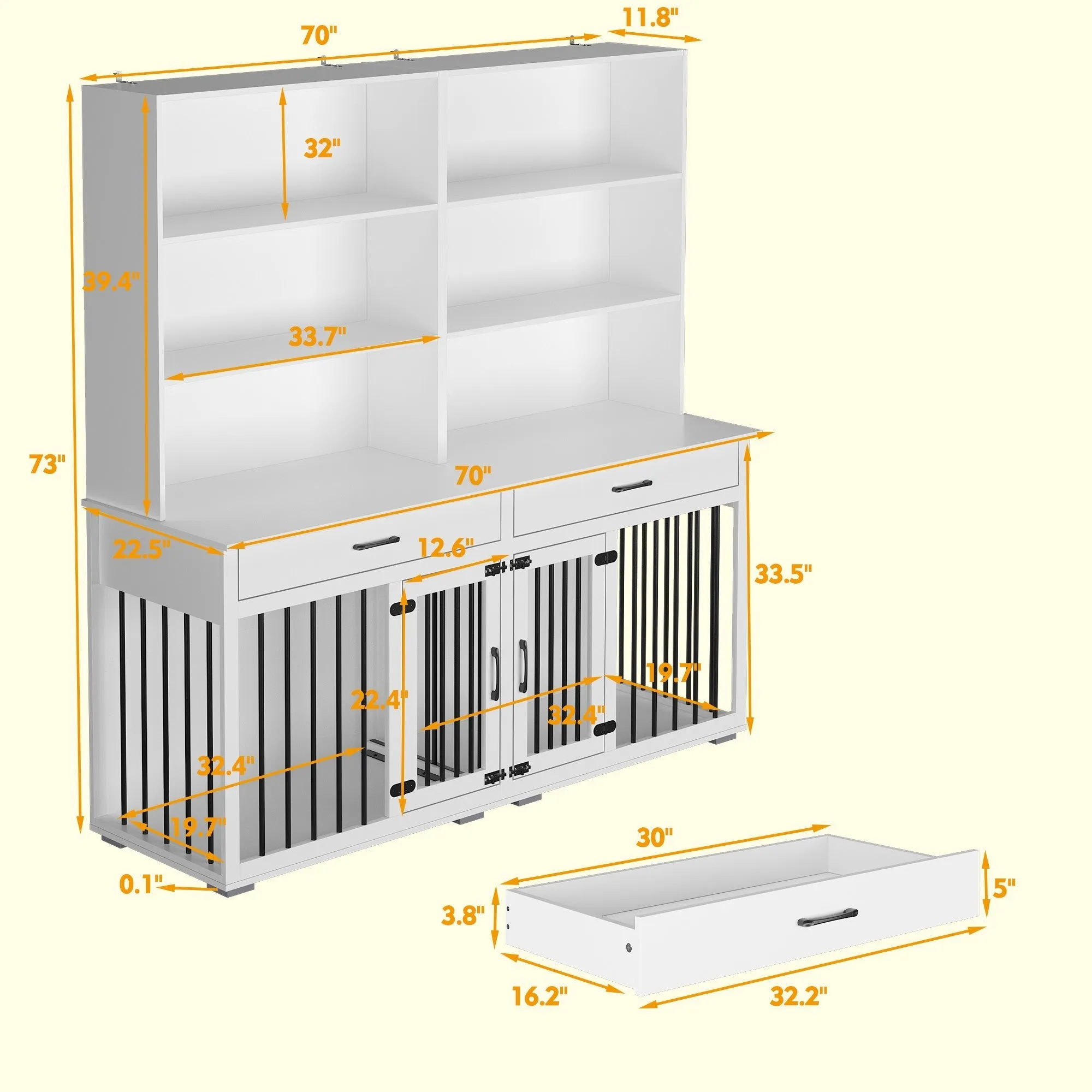 Furniture Style Dog Crate Table With Drawers & Shelves,Pantries Storage Cabinet -150207