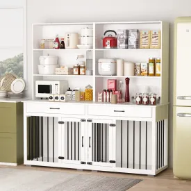 Furniture Style Dog Crate Table With Drawers & Shelves,Pantries Storage Cabinet -150207