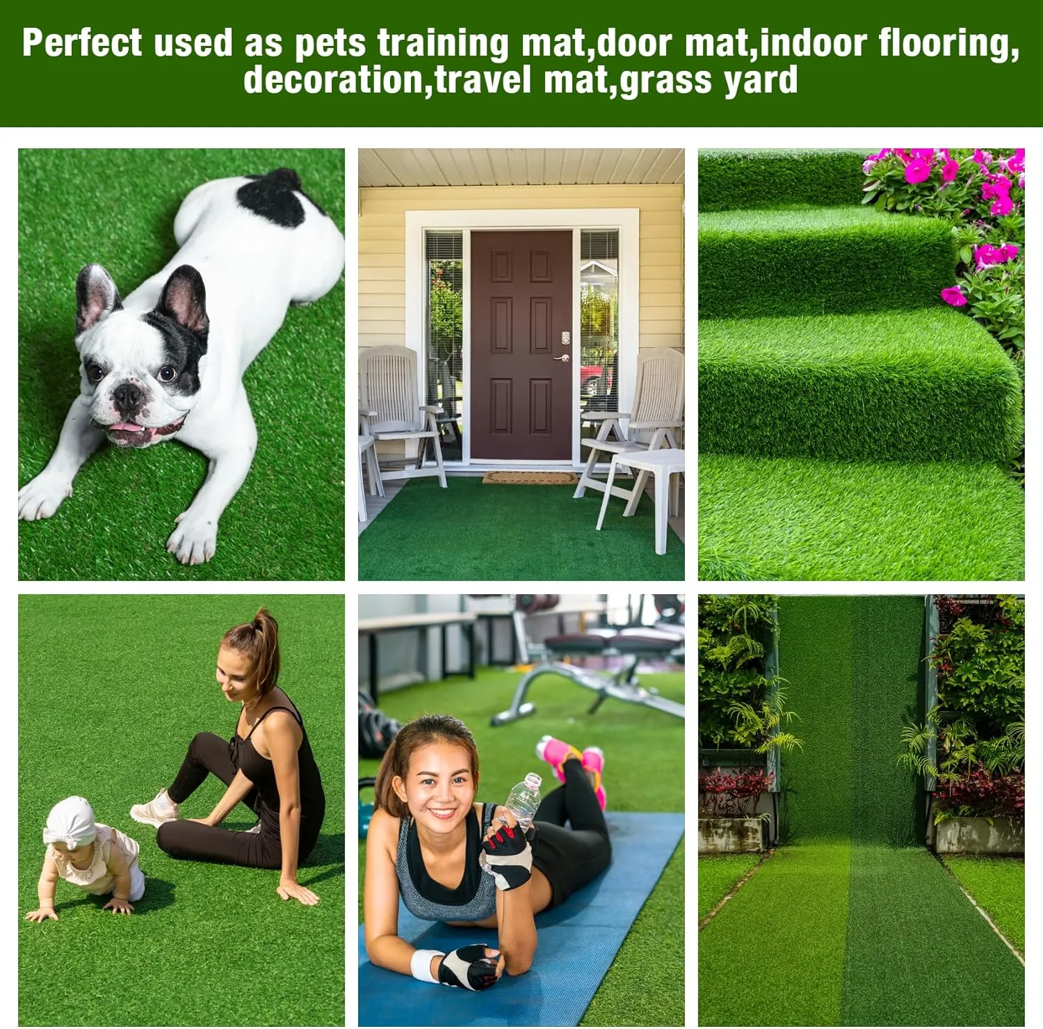 GLOBREEN XL Artificial Grass for Dogs Potty 7FT X 13FT, Pets Fake Grass Turf Rug for Puppy Kennel Flooring Patio Balcony, Easy to Cut Waterproof