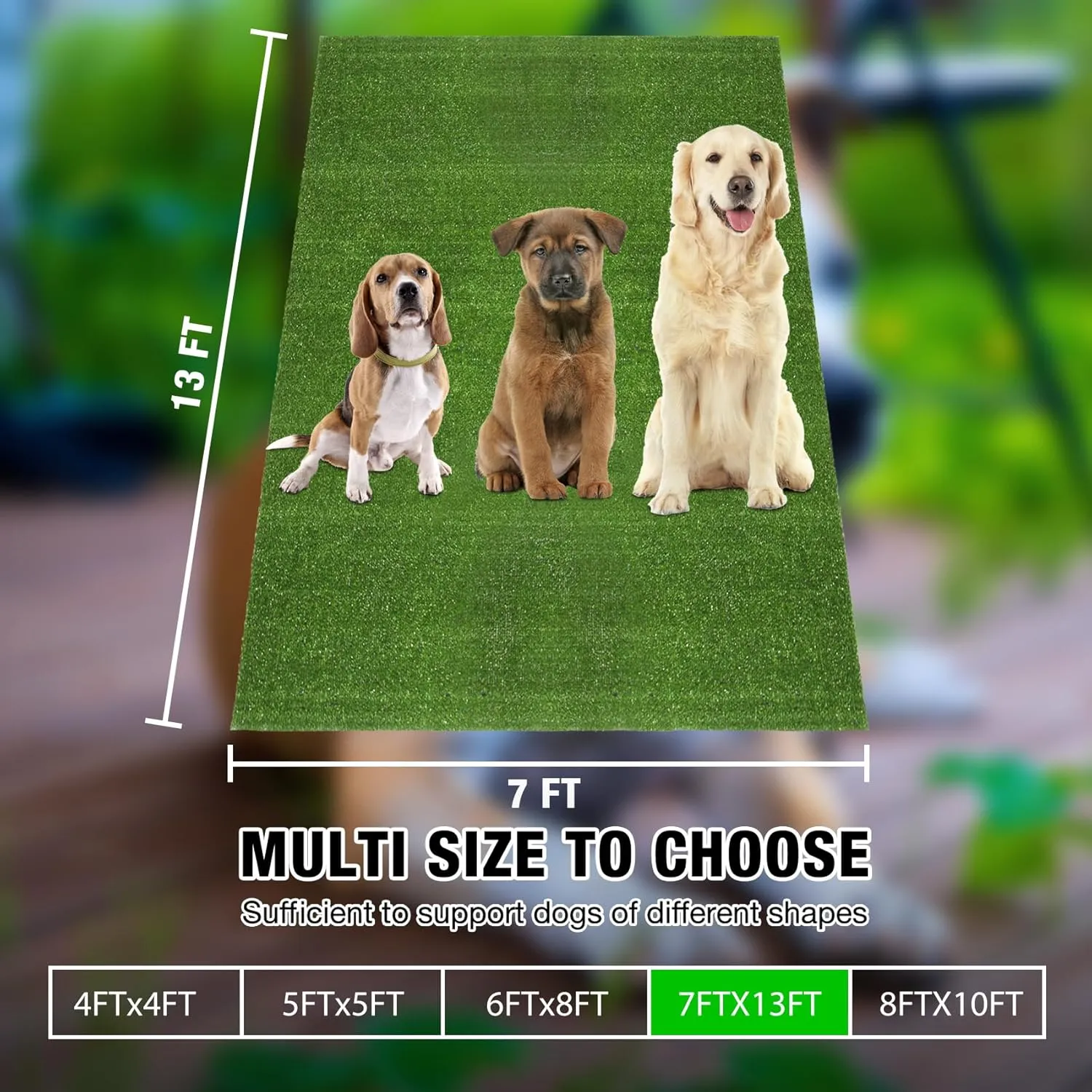GLOBREEN XL Artificial Grass for Dogs Potty 7FT X 13FT, Pets Fake Grass Turf Rug for Puppy Kennel Flooring Patio Balcony, Easy to Cut Waterproof