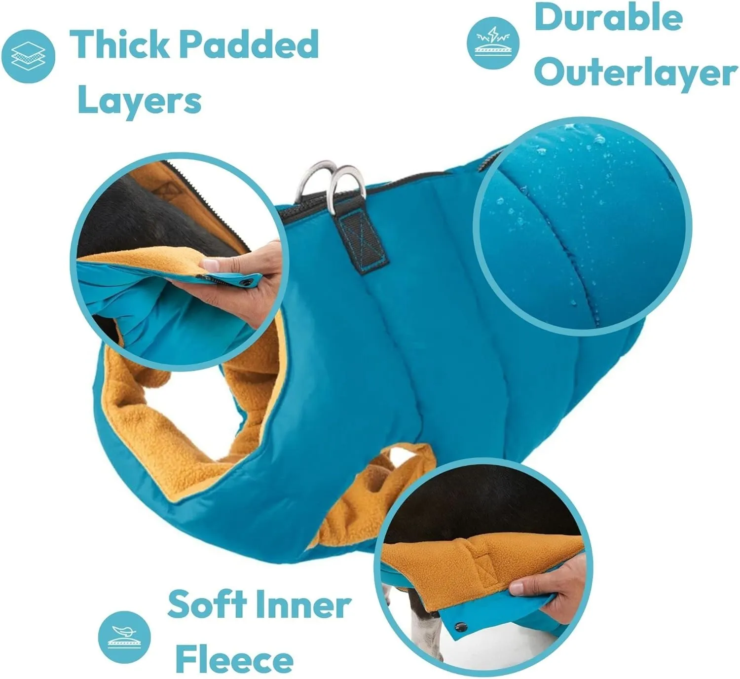 Gooby Padded Vest Dog Jacket - Solid Green, X-Small - Warm Zip Up Vest Fleece Jacket with Dual D Ring Leash - Water Resistant Sweater - Clothes for Small and Medium Dogs