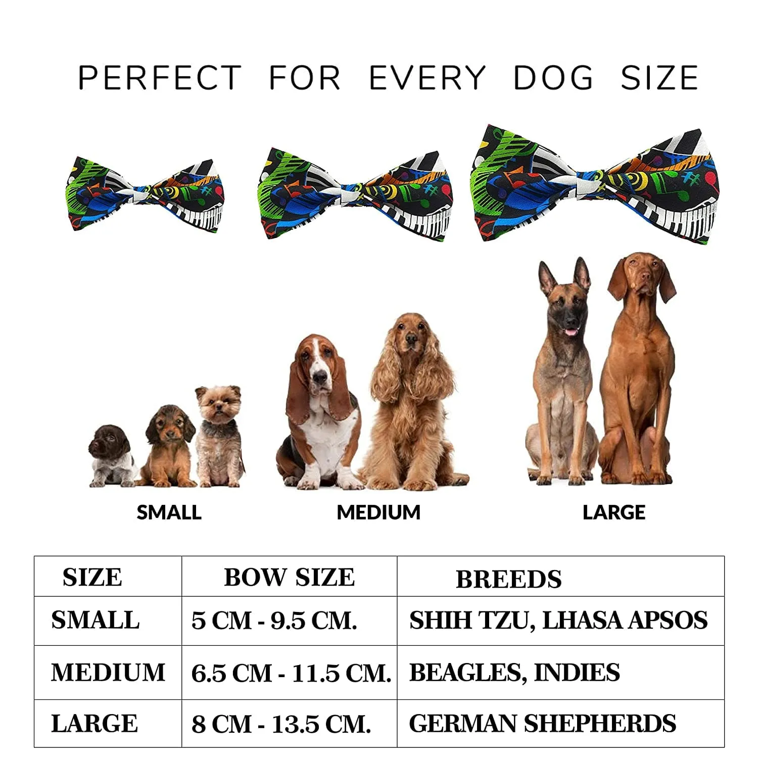 Goofy Tails | Summer Staycation Bows by Design Chefz Dog Bowtie/Bandana |for Dogs and Cats (Blue, Music Design)