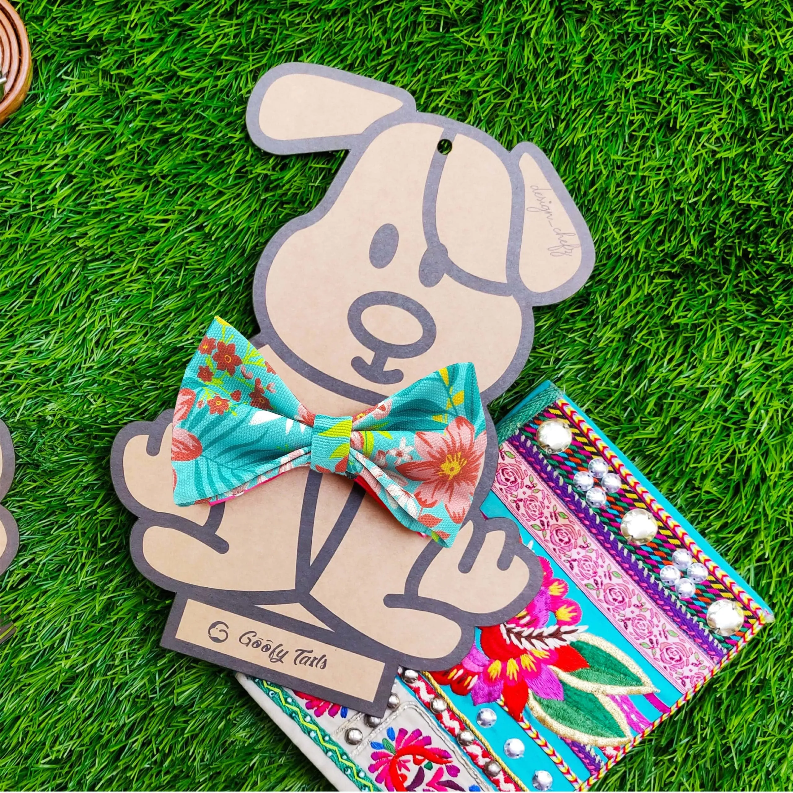 Goofy Tails |Summer Staycation Bows by Design Chefz Dog Bowtie/Bandana |For Dogs and Cats (Design-Trendy Tropical)