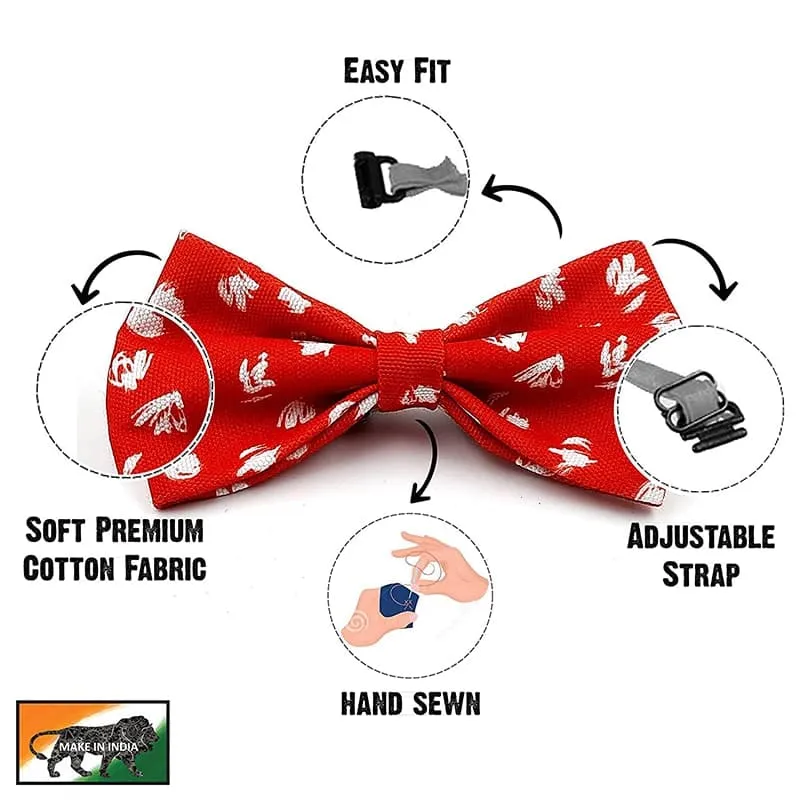Goofy Tails X Design Chefz Summer Staycation Pet Bow Tie/Bowtie for Dogs & Cats (Kisser Design, Red)