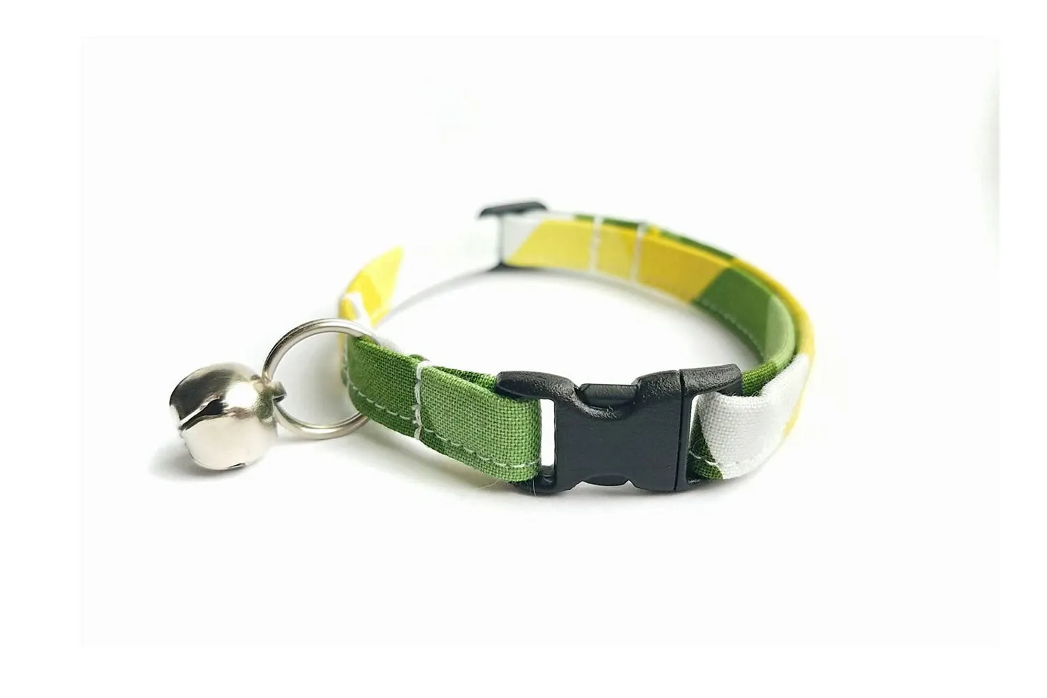 Green, Yellow & White Geometric Cat Collar