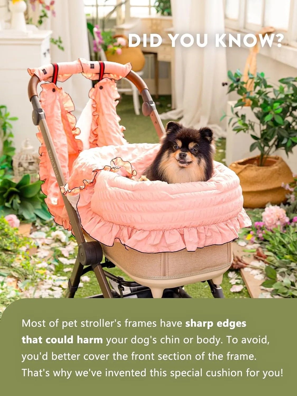 Harryspet Margaret The Lace Edition Pet Stroller Cover, Coral Pink