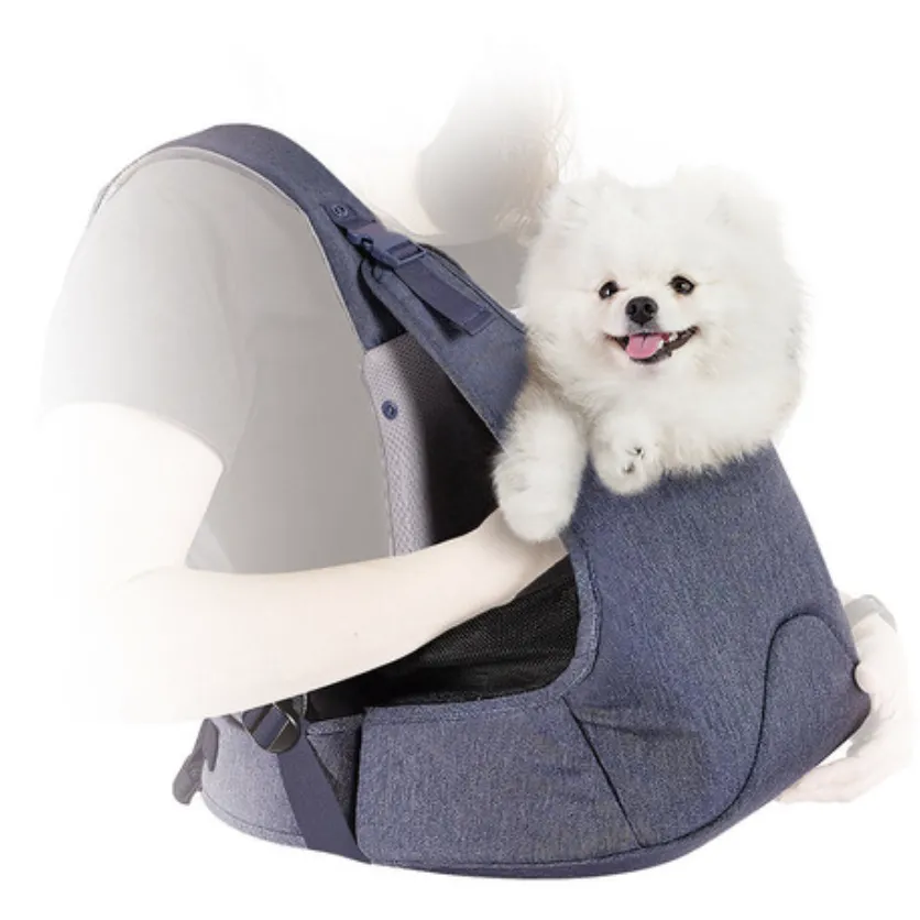 Ibiyaya Hug Pack Padded & Mesh Dog Sling Carrier - Denim Blue