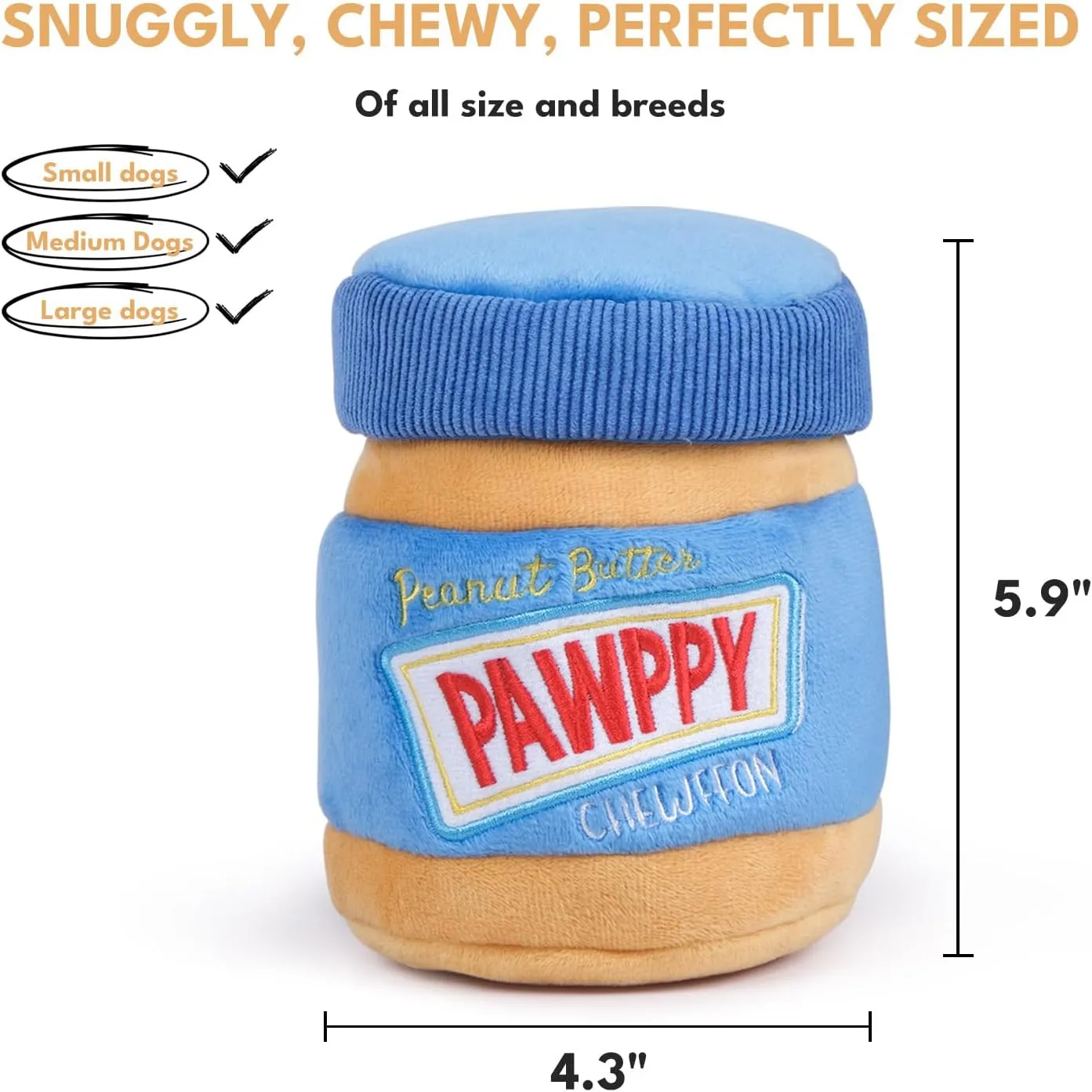 Interactive Dog Enrichment Toy,Cute Crinkle&Snuffle Puppy Toys,Hide & Seek Plush Puzzles,Peanut Butter Jar Toys for Brain Stimulation,for All Dog Sizes
