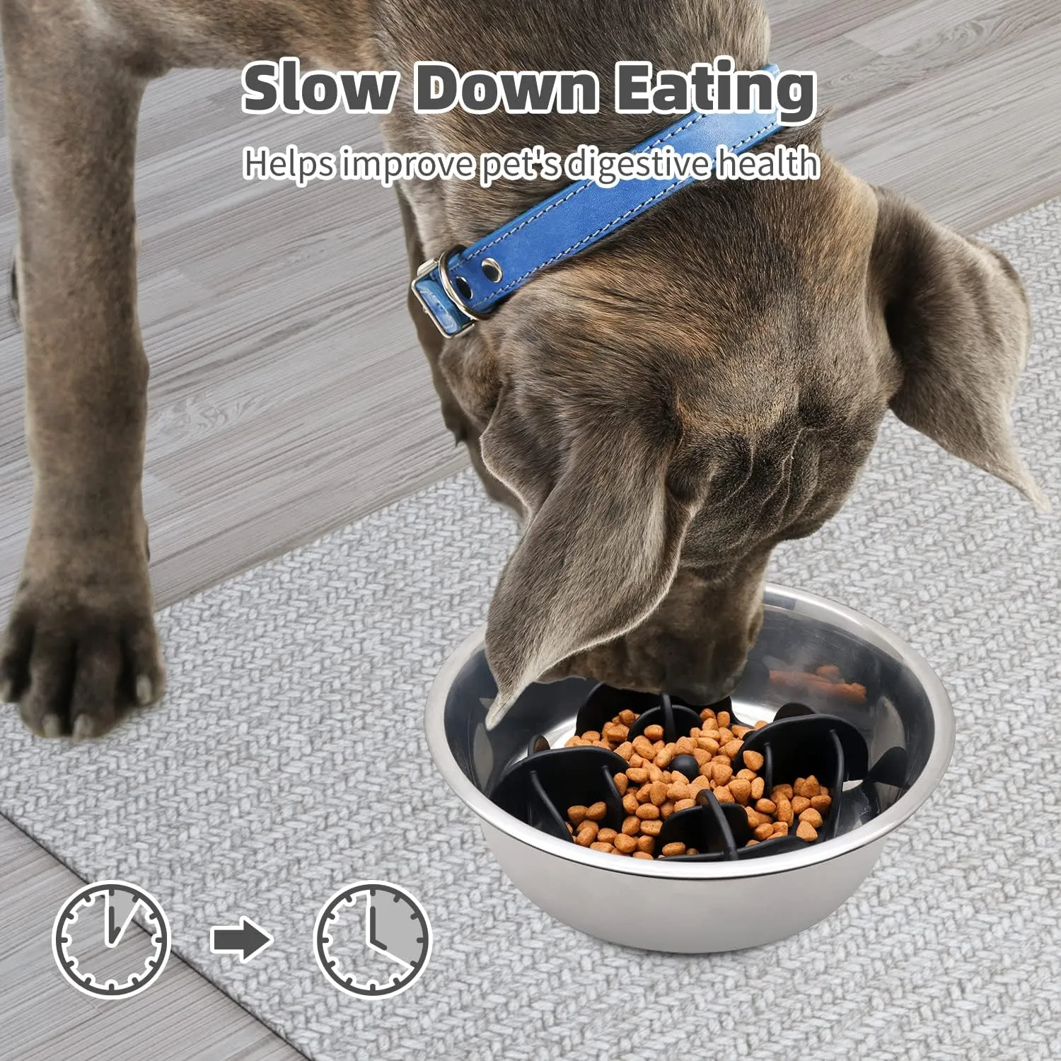 Jaoul Slow Feeder Dog Bowls Insert, X-Large 7 Inch Cuttable Slow Feeder Insert with 32 Octopus Suction Cups for Medium to Large Breed Dog Bowls (Black)