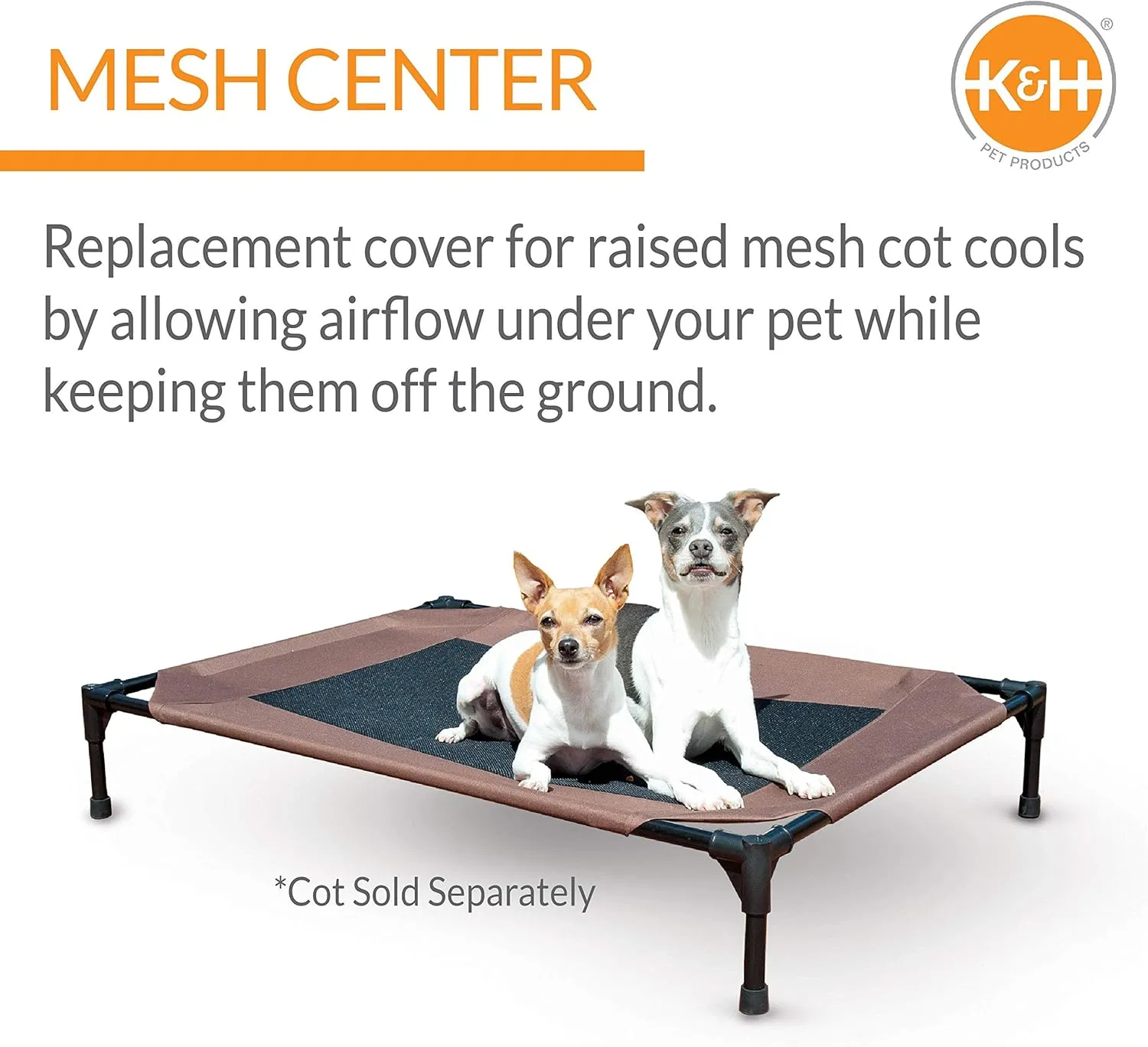 K&H Pet Products Dog Cot Replacement Cover, Designed to fit K&H Medium Pet Cots (Sold Separately), Indoor Outdoor, Breathable Cooling Mesh Center, Machine Washable - Medium 32 X 25in Chocolate