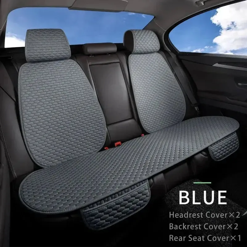 Karcle Cotton Linen Car Seat Cover Anti Sweat Car Rear Seat Cover Kit Breathable Car Seat Protector 4 Seasons Interior Car Cover
