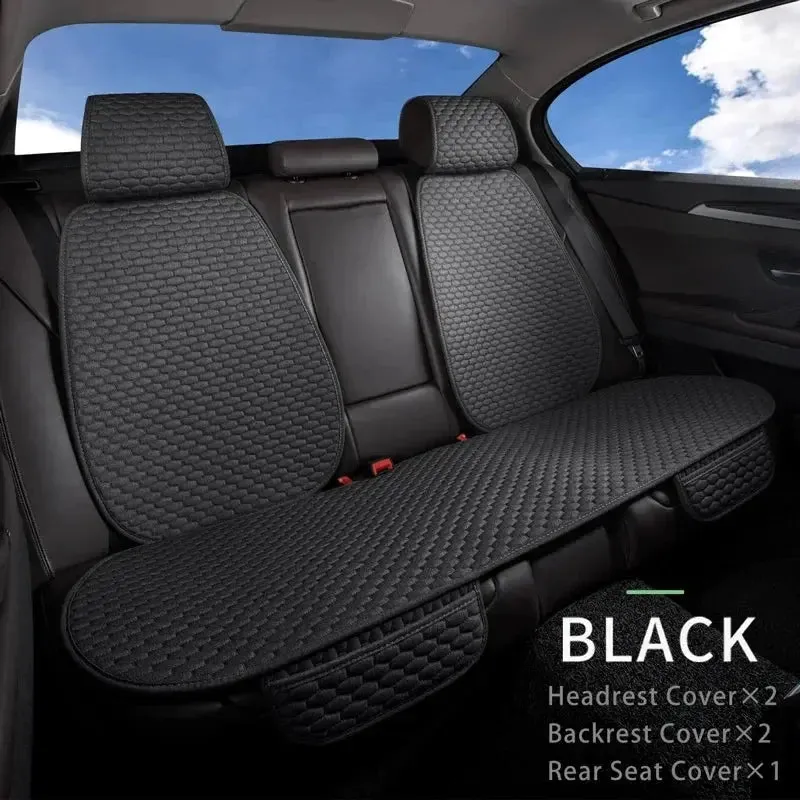 Karcle Cotton Linen Car Seat Cover Anti Sweat Car Rear Seat Cover Kit Breathable Car Seat Protector 4 Seasons Interior Car Cover