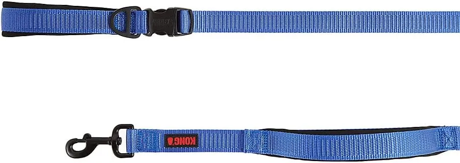KONG Comfort Ultra Durable Traffic Padded Handle Hands Free Quick Control Leash 6' (Blue)