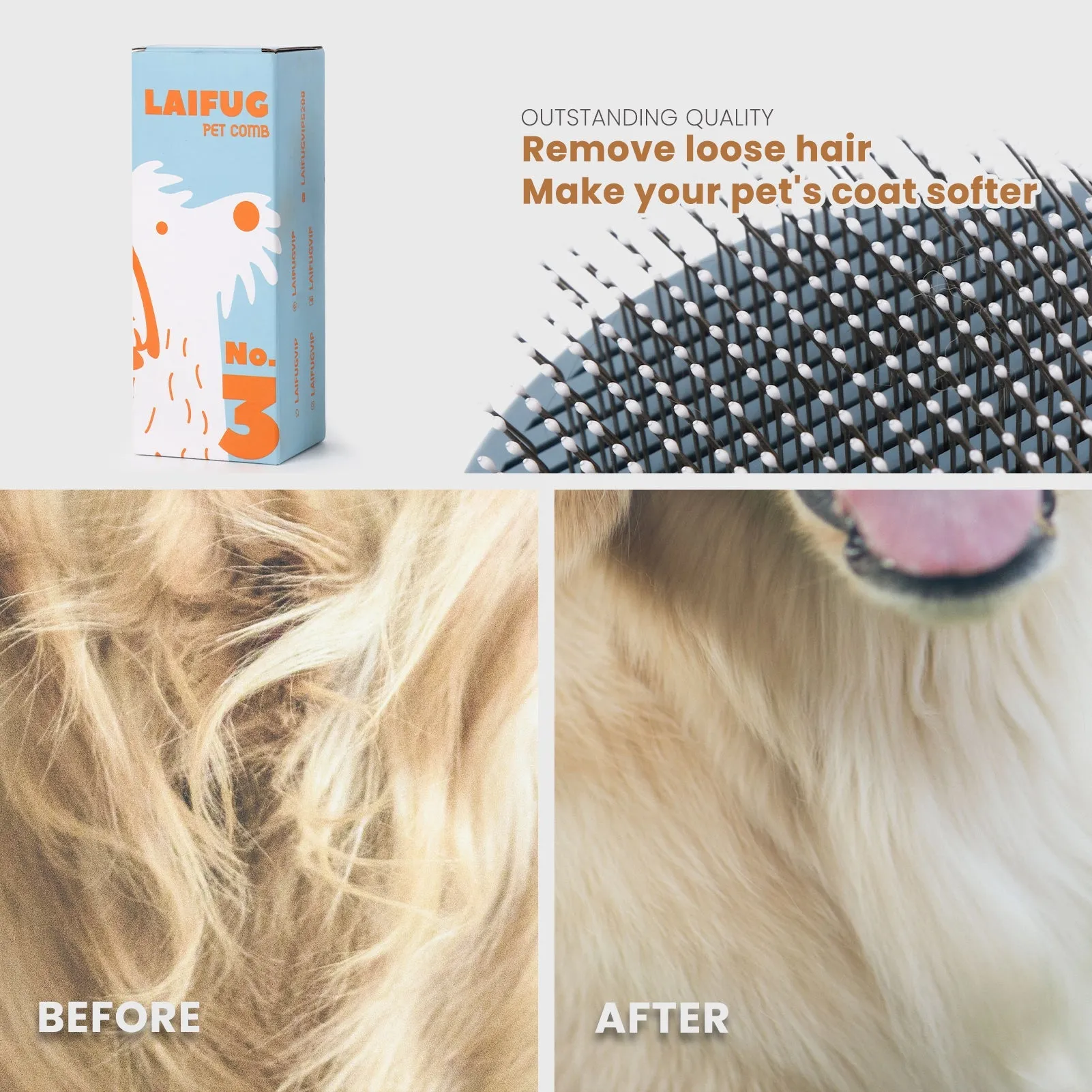 Laifug Dog Grooming Needle Comb, Grooming Hair Removal Brush