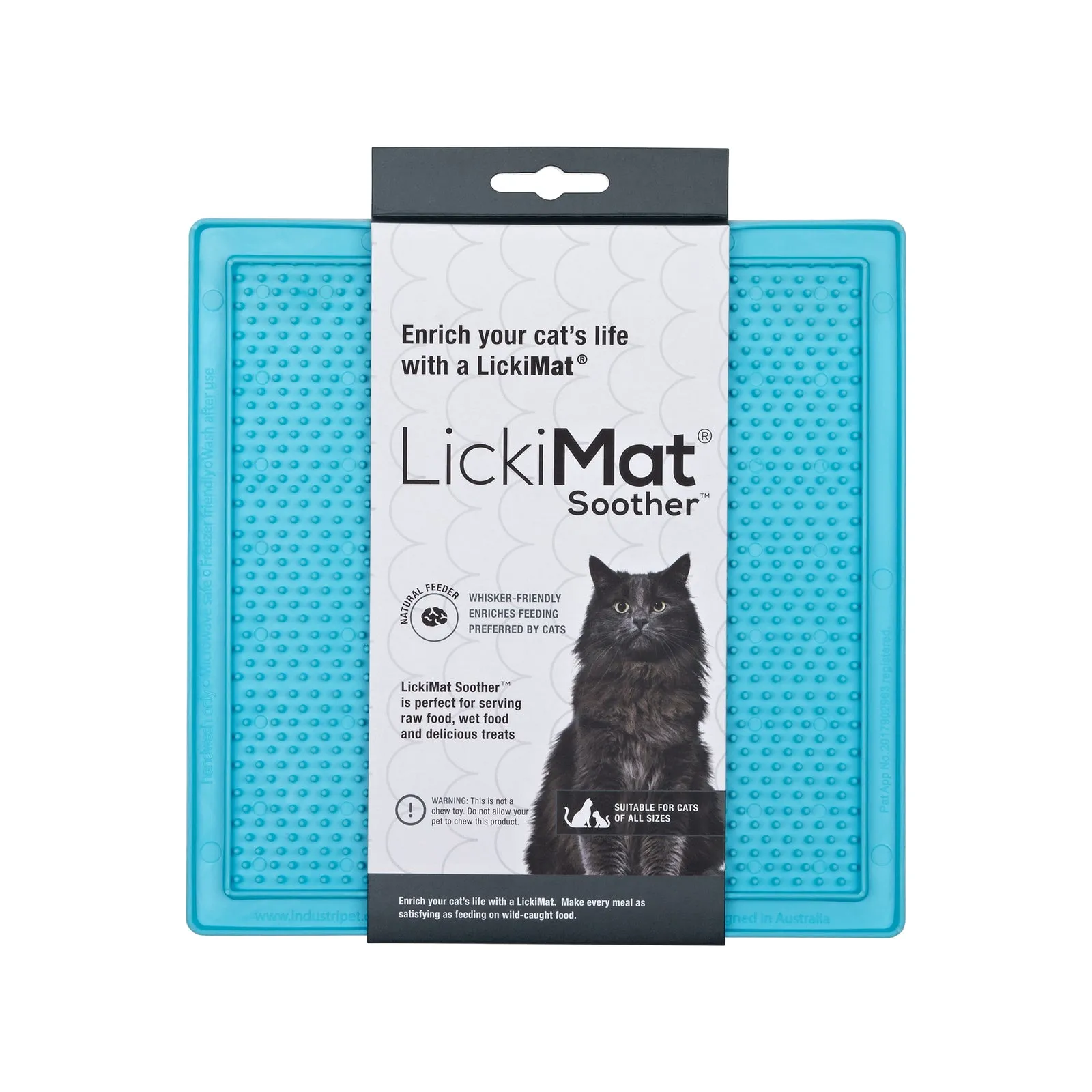 Lickimat Classic Soother Slow Feeder Cat Mat Turquoise