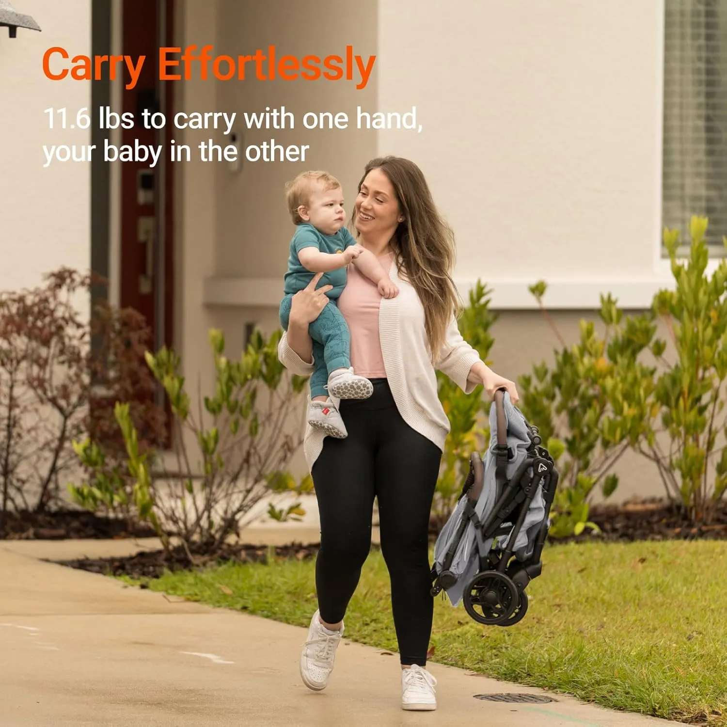 Lightweight Baby Travel Stroller with Carbor Fiber Frame, Compact & Airplane-Friendly, One-Handed Folding Design, 11.6 lbs, Perfect for Toddlers, Grey