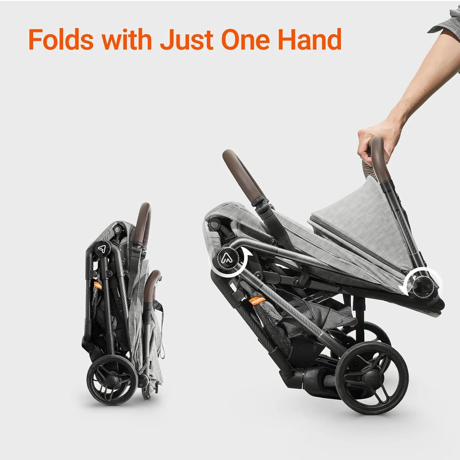 Lightweight Baby Travel Stroller with Carbor Fiber Frame, Compact & Airplane-Friendly, One-Handed Folding Design, 11.6 lbs, Perfect for Toddlers, Grey