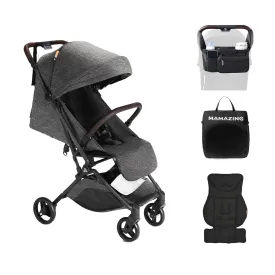 Lightweight Baby Travel Stroller with Carbor Fiber Frame, Compact & Airplane-Friendly, One-Handed Folding Design, 11.6 lbs, Perfect for Toddlers, Organizer & Cushion Included, Black