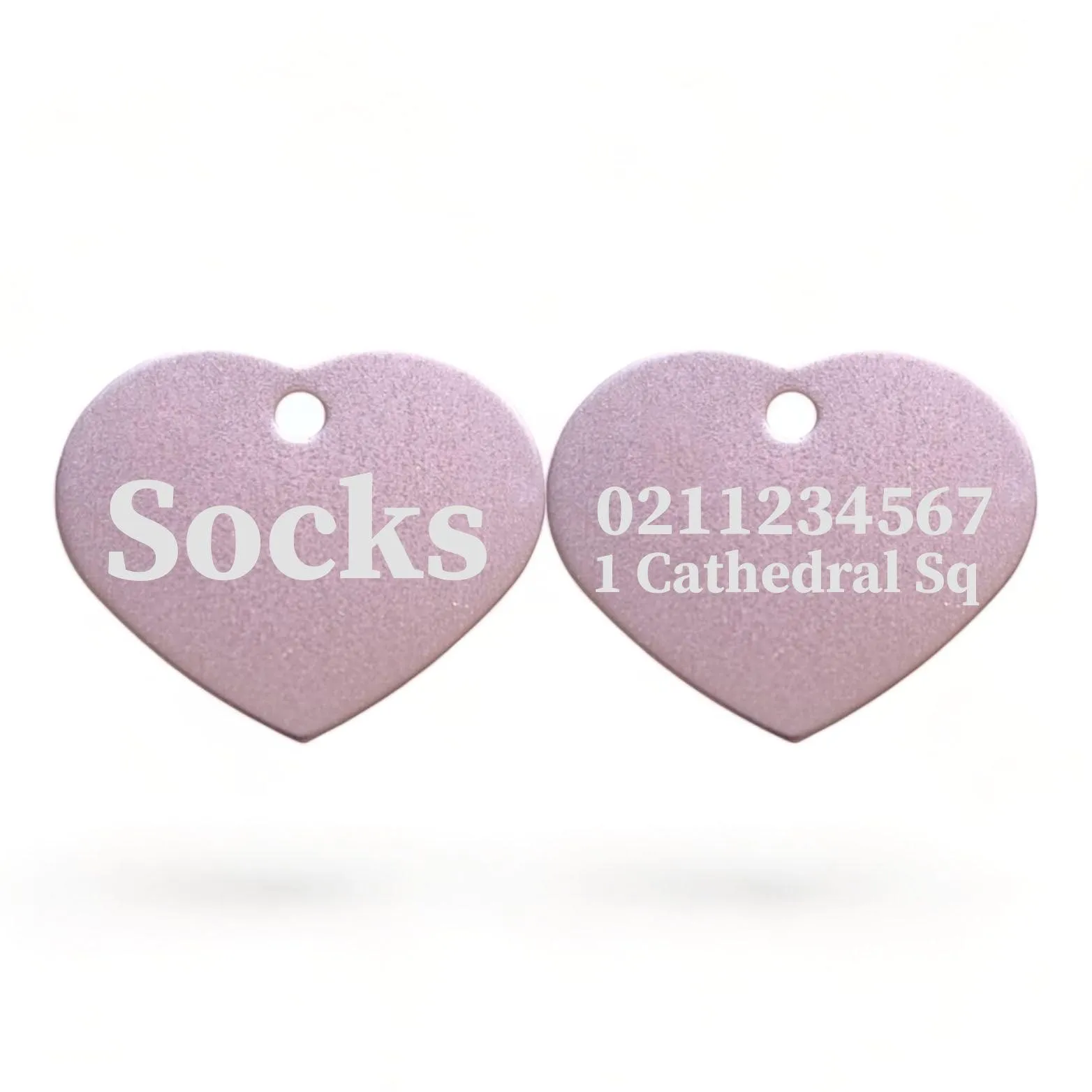 Name Front & 1 Number & Address Back | Heart Aluminum | Cat, Kitten & Dog ID Pet Tag