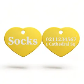 Name Front & 1 Number & Address Back | Heart Aluminum | Cat, Kitten & Dog ID Pet Tag