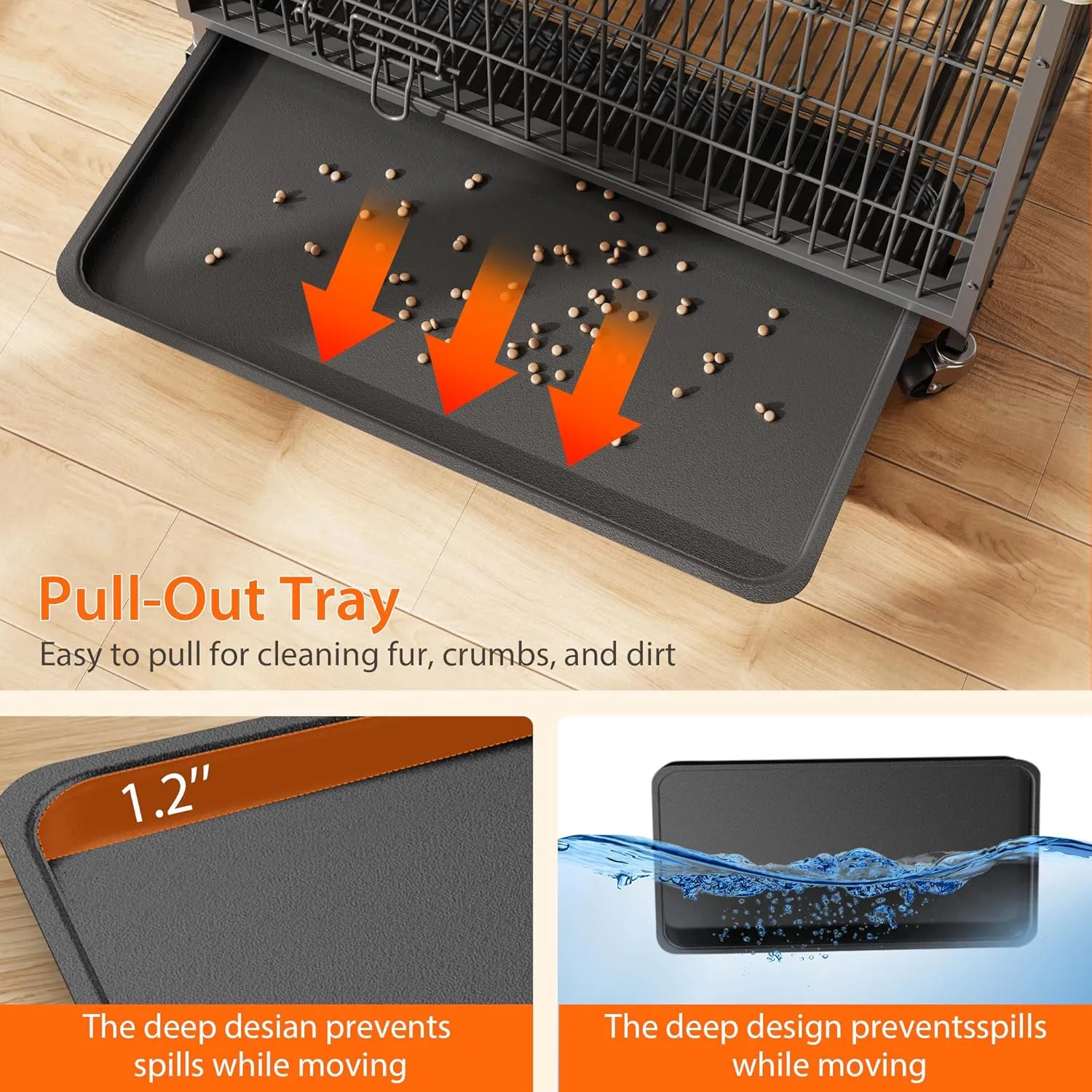 New Dog Crate Furniture, Compact 27.2" Small Dog Dual-Entry Kennel Meets End Table, Easy-Clean, Chew-Proof, Easy Mobility for Cozy Spaces, Rustic Gray