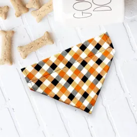 Orange Plaid Halloween Dog Bandana or Cat Bandana