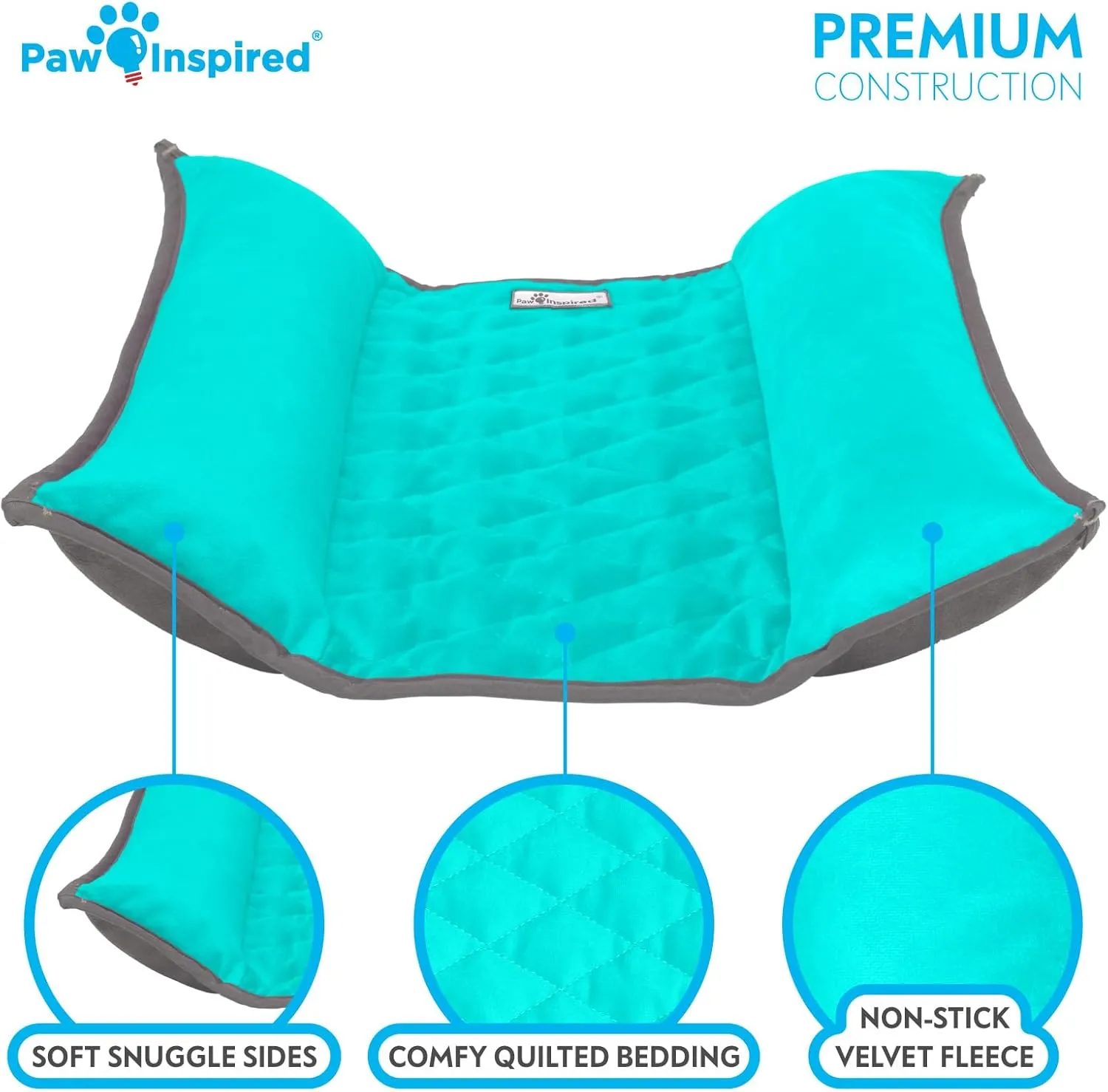 Paw Inspired Snuggle Bunny Bed for Rabbits, Cats, Dogs and Other Small Pets and Animals | Reversible Fleece Bedding with Padded Sides (Gray/Green)