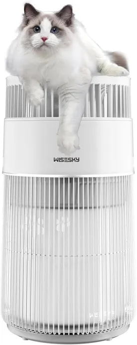 Pet Air Purifier, 3-in-1 HEPA Filter for Cat Hair Dander Odor Dust, for Home Large Room, Up to 1644 ft, Smart App Control, 360 Air Intake, W-Cat, White