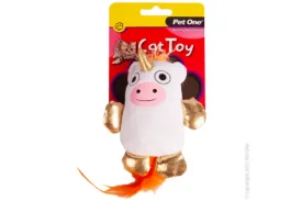 Pet One Plush MooNicorn With Feather Cat Toy