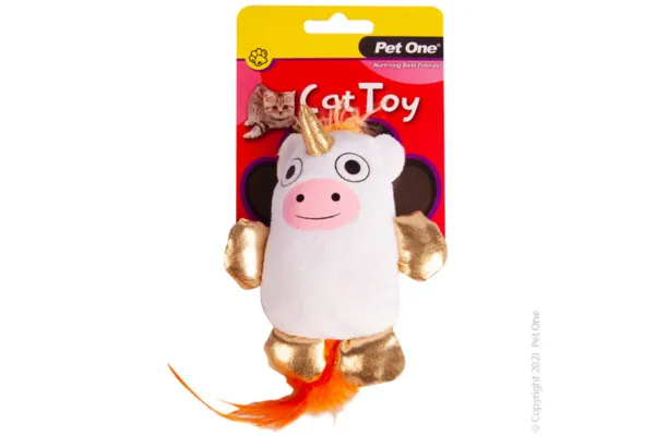 Pet One Plush MooNicorn With Feather Cat Toy