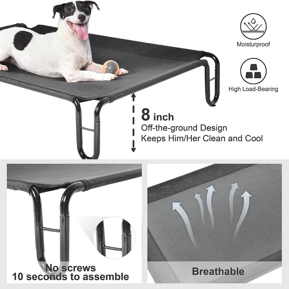 pettycare Outdoor Elevated Dog Bed Cot, Raised Dog Cots Beds, No Screws, Stable Frame & Durable Supportive Teslin Recyclable Mesh, Breathable, Indoor and Outside Pet Beds, Fits up to 40 lbs