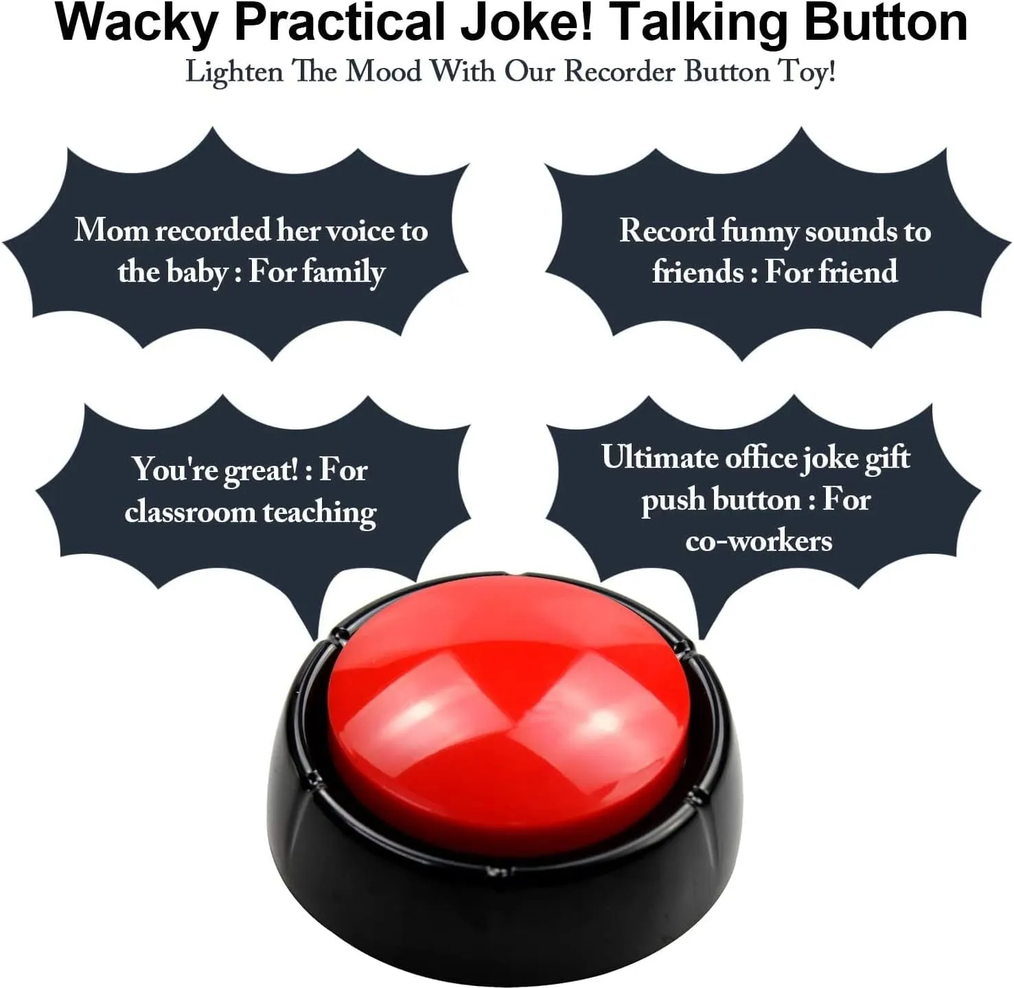 Recordable Button Voice Recording Button 30 Seconds Recording Talking Button Easy Buttons Recording Buttons for Classroom Dog Buttons for Communication Study Practical Jokes