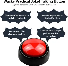 Recordable Button Voice Recording Button 30 Seconds Recording Talking Button Easy Buttons Recording Buttons for Classroom Dog Buttons for Communication Study Practical Jokes