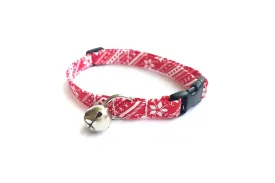Red Nordic Stripe Winter Cat Collar