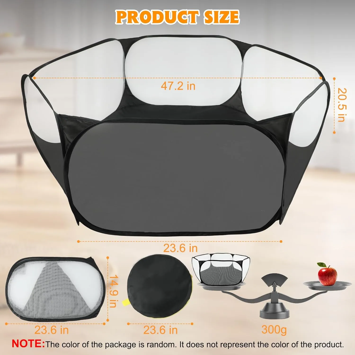 Rypet Guinea Pig Playpen - Breathable & Transparent Pet Playpen Pop Open Outdoor/Indoor Exercise Fence, Portable Yard Fence for Guinea Pig, Rabbits, Hamster, Chinchillas and HedgehogsBlack