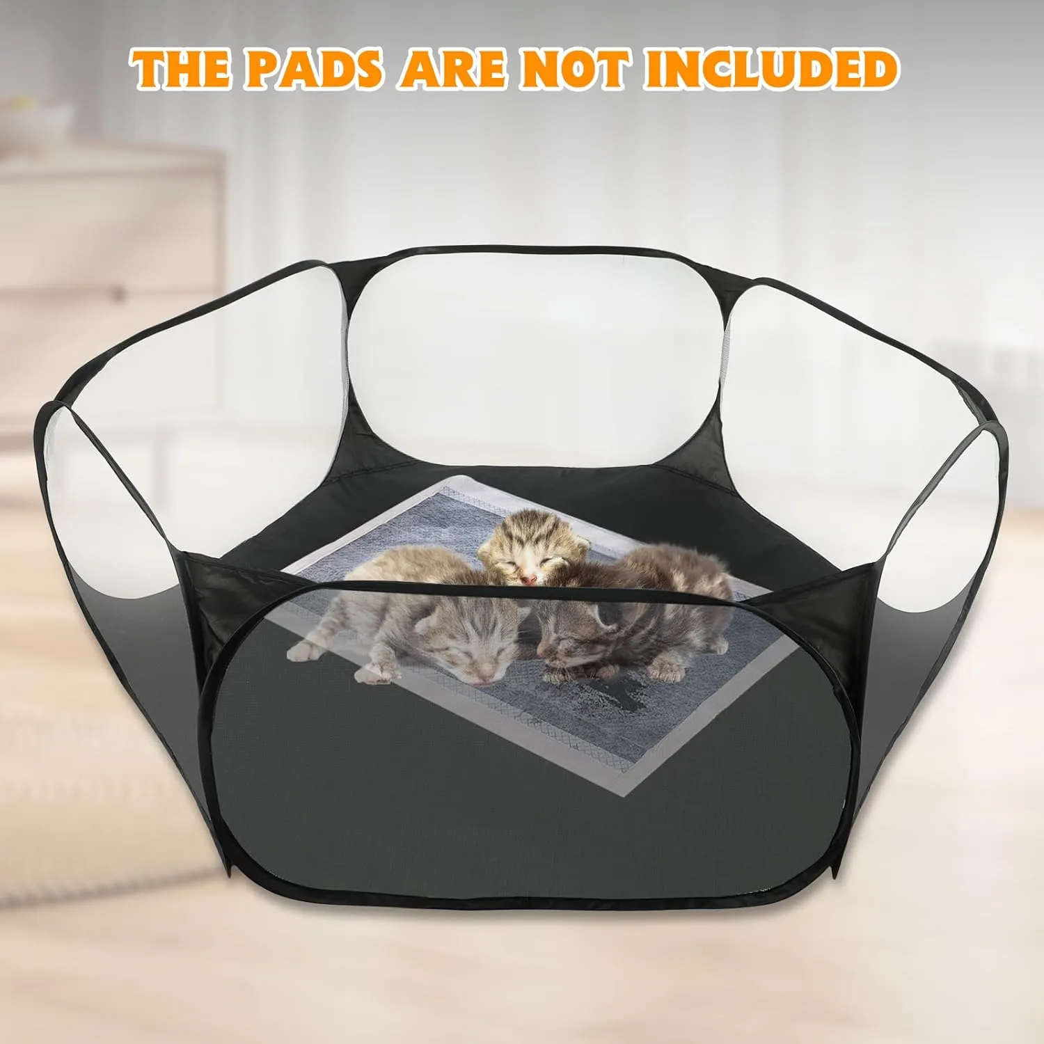 Rypet Guinea Pig Playpen - Breathable & Transparent Pet Playpen Pop Open Outdoor/Indoor Exercise Fence, Portable Yard Fence for Guinea Pig, Rabbits, Hamster, Chinchillas and HedgehogsBlack