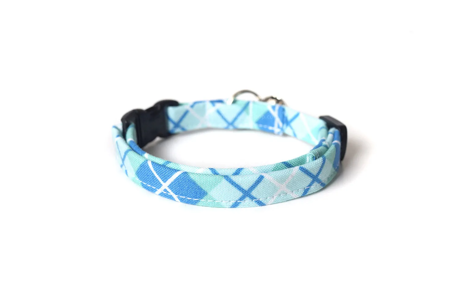 Sky Blue Plaid Cat Collar