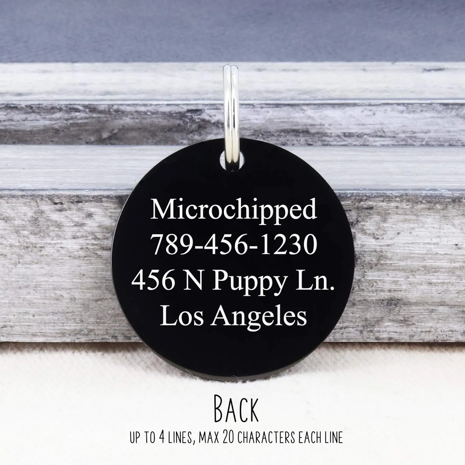 UltraJoys Stainless Steel Round ID Tags w/ Lunar Phases Design - Dog, Cat Tags, Personalized Front & Back Engraving