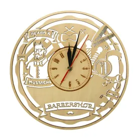Vintage Barber Shop Wooden Wall Clock Beauty Salon  Decor Silent Sweep Clock Watch Hairdresser Gift Shaving Barber Tools