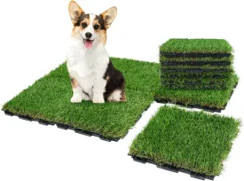 XLX TURF Interlocking Fake Grass Tiles for Dogs Potty Training- 12" x 12" Pet Artificial Grass Squares with Drainage, 6 Pack